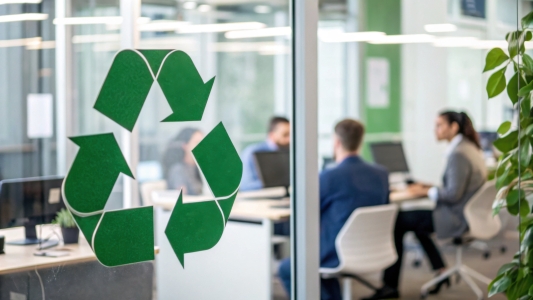 Recycling signage inside a commercial office