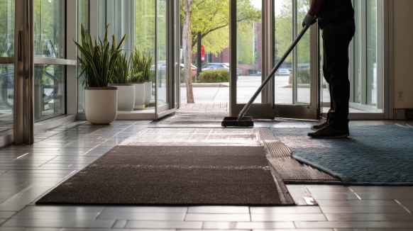 Modern office entrance with clean glass