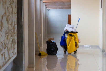 Cleaning equipment prepared for commercial cleaning